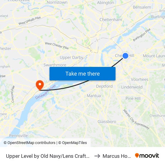 Upper Level by Old Navy/Lens Crafters to Marcus Hook map