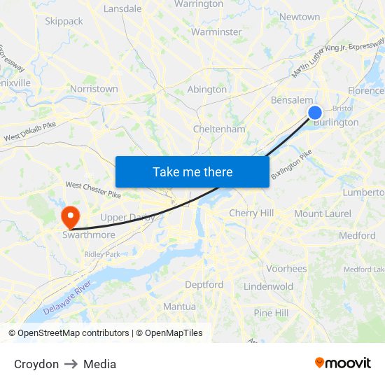 Croydon to Media map