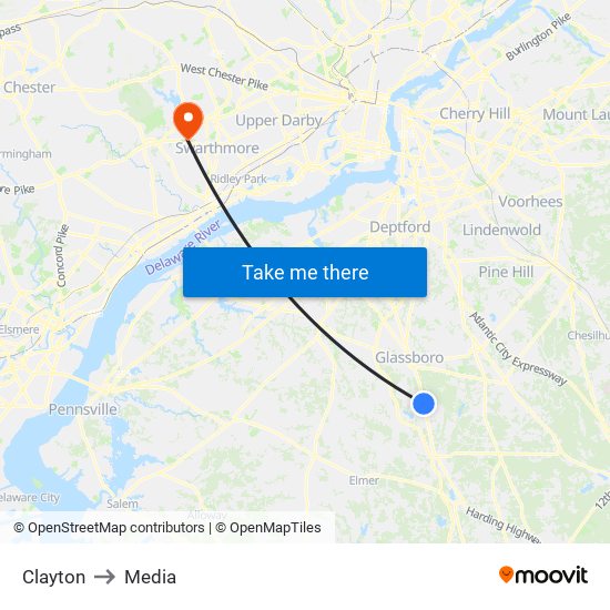 Clayton to Media map