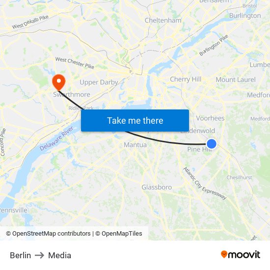 Berlin to Media map