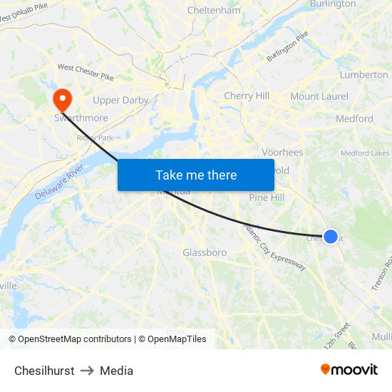 Chesilhurst to Media map