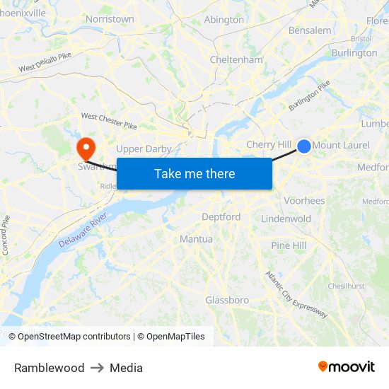 Ramblewood to Media map
