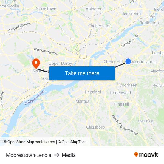 Moorestown-Lenola to Media map