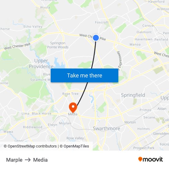 Marple to Media map