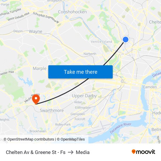 Chelten Av & Greene St - Fs to Media map