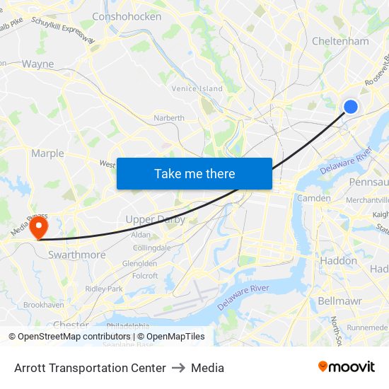 Arrott Transportation Center to Media map
