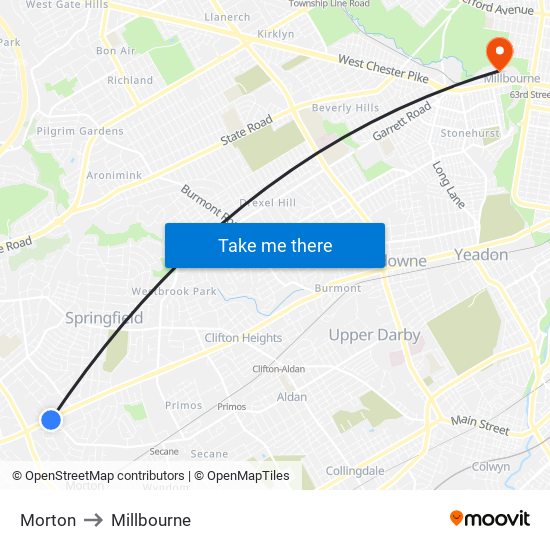 Morton to Millbourne map