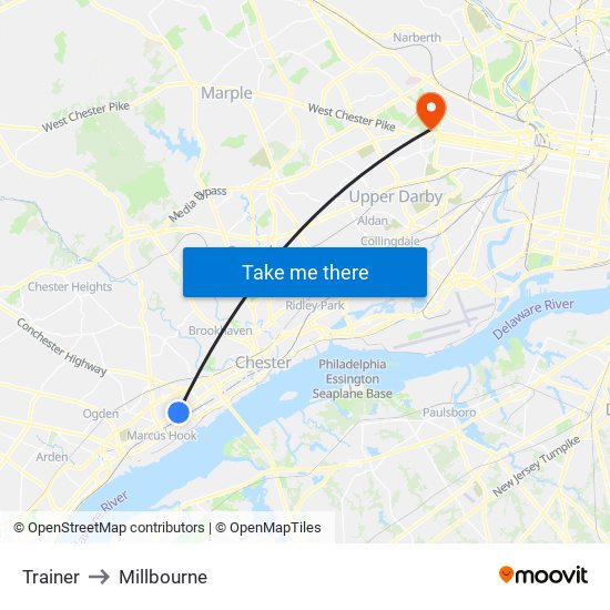 Trainer to Millbourne map