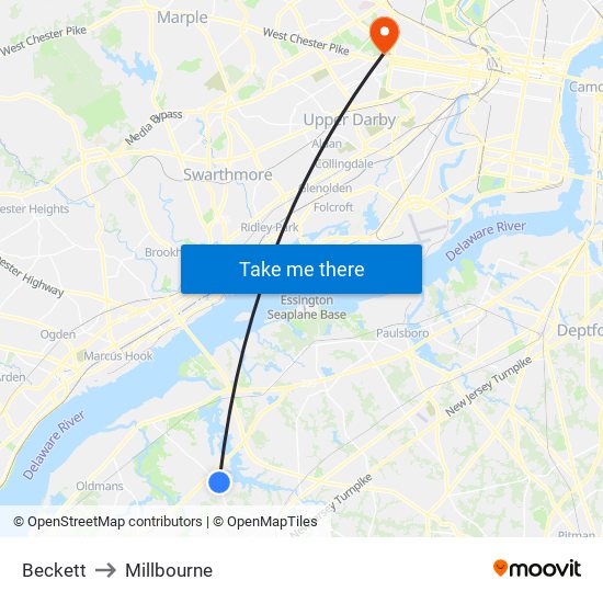 Beckett to Millbourne map