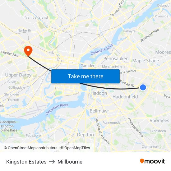 Kingston Estates to Millbourne map