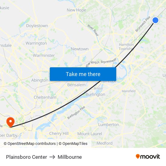 Plainsboro Center to Millbourne map