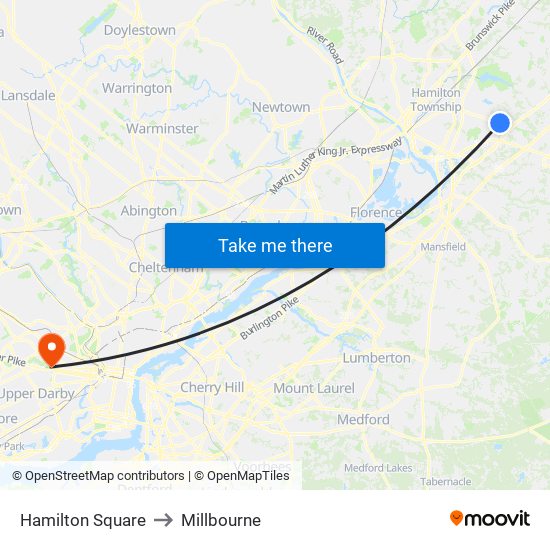 Hamilton Square to Millbourne map
