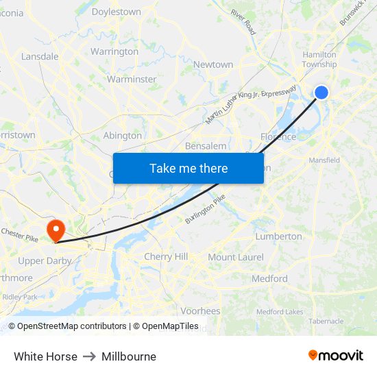 White Horse to Millbourne map