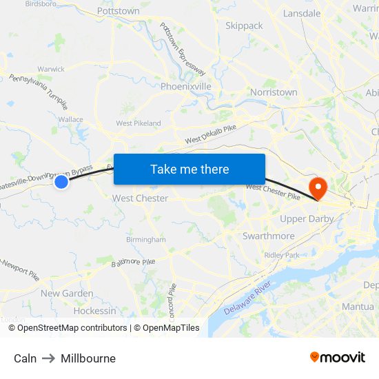 Caln to Millbourne map