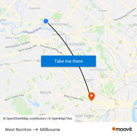 West Norriton to Millbourne map