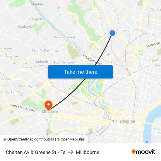 Chelten Av & Greene St - Fs to Millbourne map