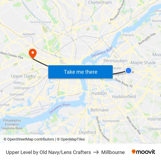 Upper Level by Old Navy/Lens Crafters to Millbourne map