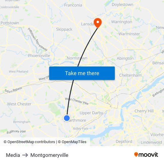 Media to Montgomeryville map