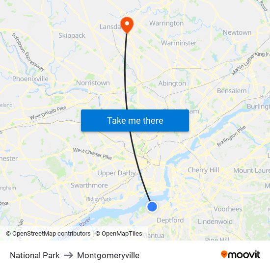 National Park to Montgomeryville map