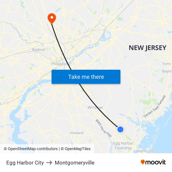 Egg Harbor City to Montgomeryville map