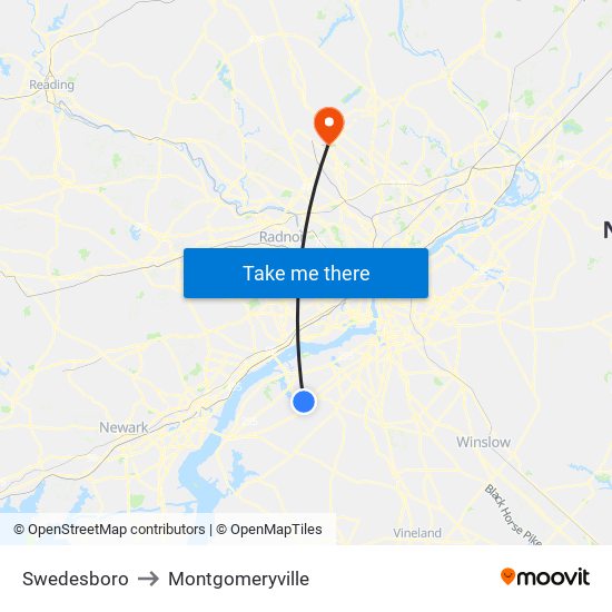 Swedesboro to Montgomeryville map