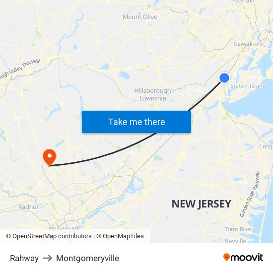 Rahway to Montgomeryville map