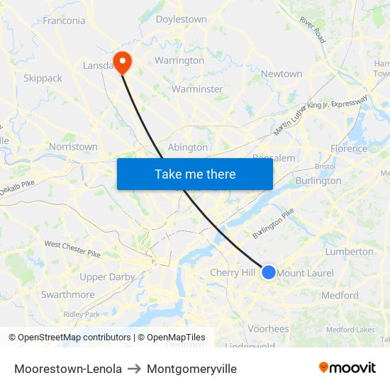 Moorestown-Lenola to Montgomeryville map