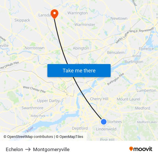 Echelon to Montgomeryville map