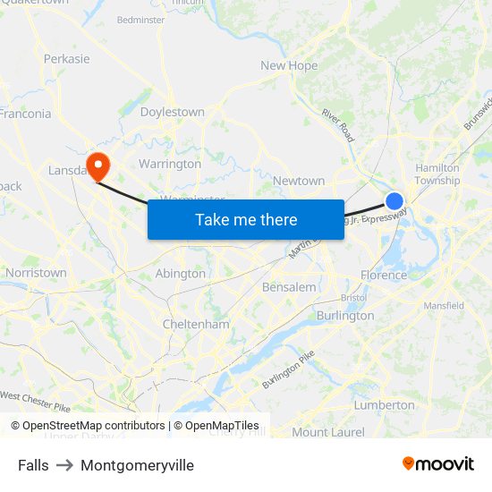 Falls to Montgomeryville map