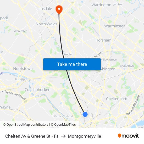 Chelten Av & Greene St - Fs to Montgomeryville map