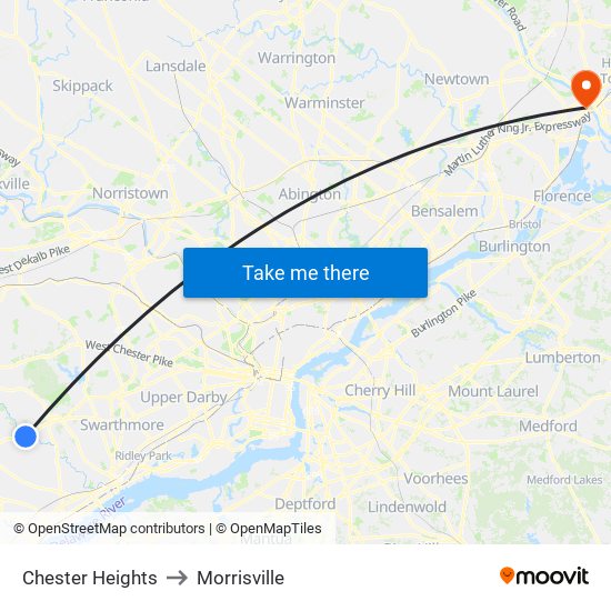 Chester Heights to Morrisville map