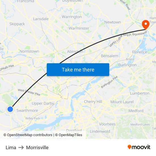 Lima to Morrisville map