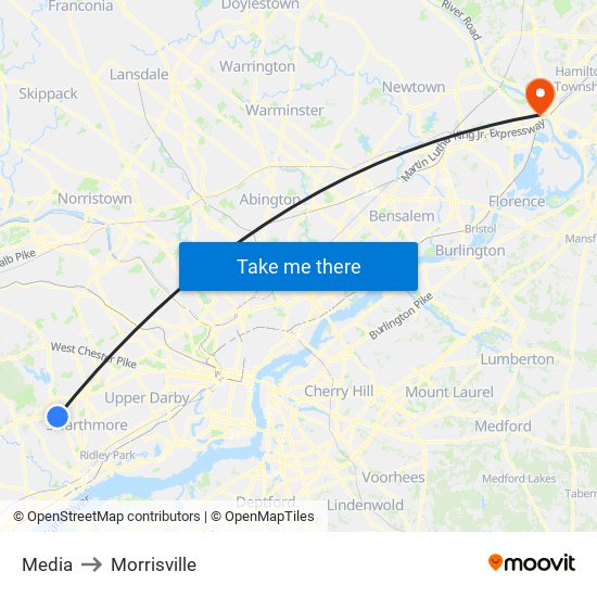 Media to Morrisville map
