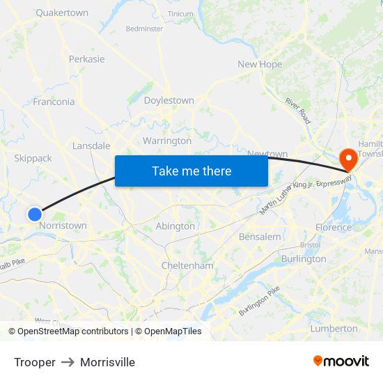 Trooper to Morrisville map