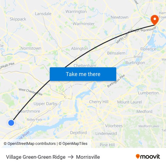 Village Green-Green Ridge to Morrisville map