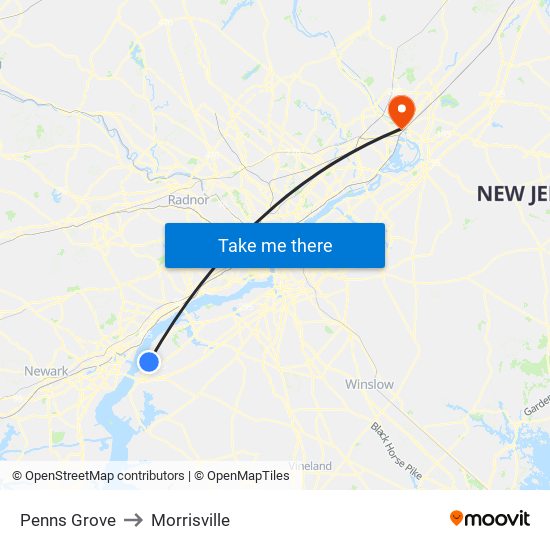 Penns Grove to Morrisville map