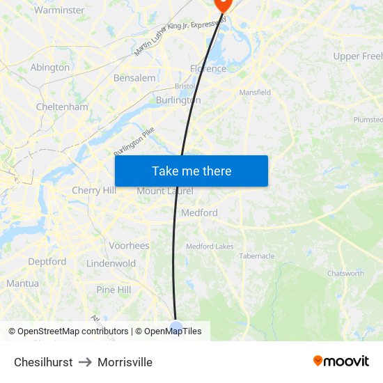 Chesilhurst to Morrisville map