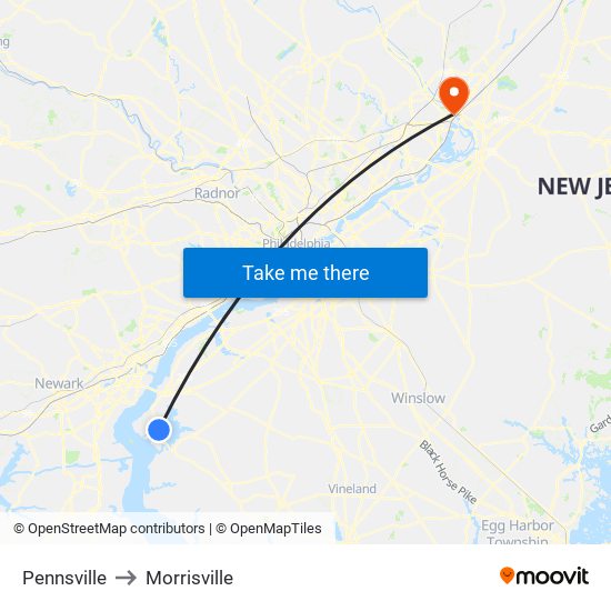 Pennsville to Morrisville map