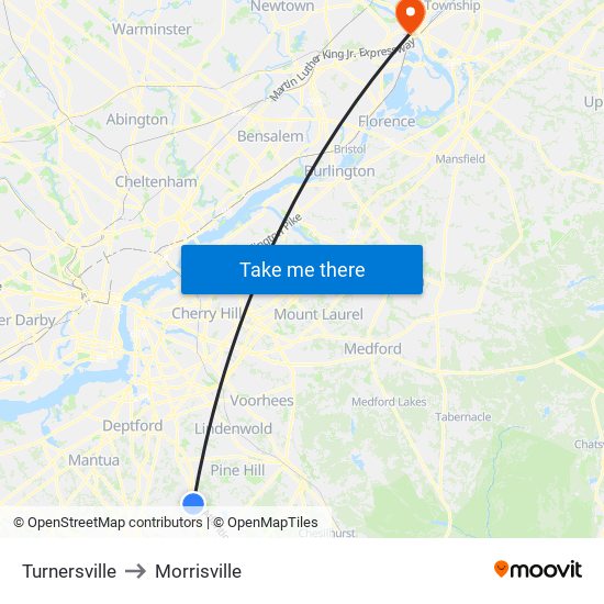 Turnersville to Morrisville map