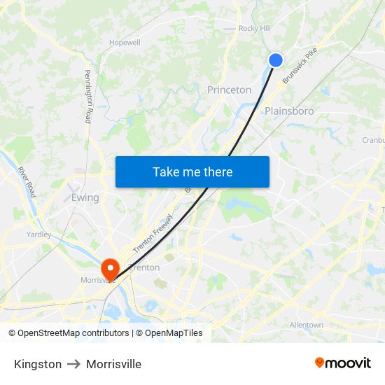 Kingston to Morrisville map