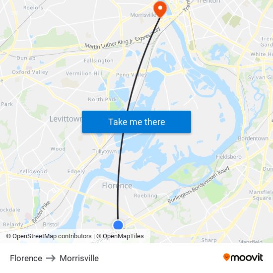 Florence to Morrisville map