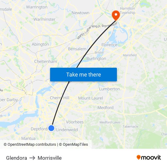 Glendora to Morrisville map