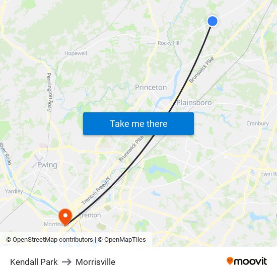 Kendall Park to Morrisville map