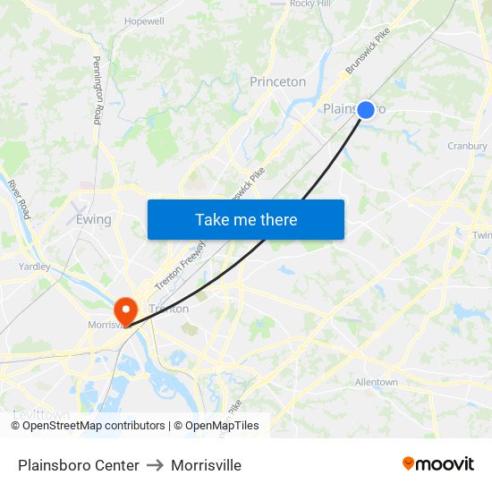 Plainsboro Center to Morrisville map