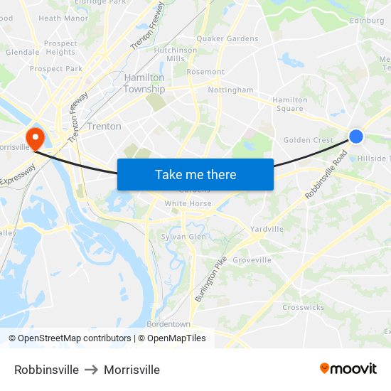 Robbinsville to Morrisville map