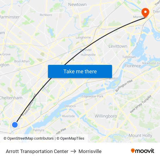Arrott Transportation Center to Morrisville map