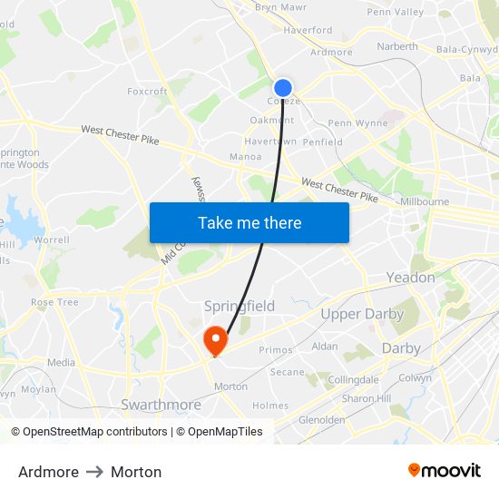 Ardmore to Morton map