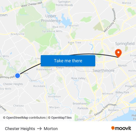 Chester Heights to Morton map