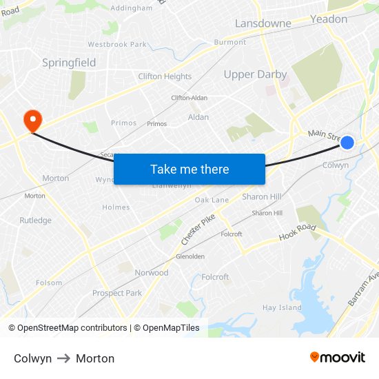 Colwyn to Morton map