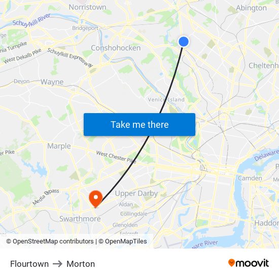 Flourtown to Morton map